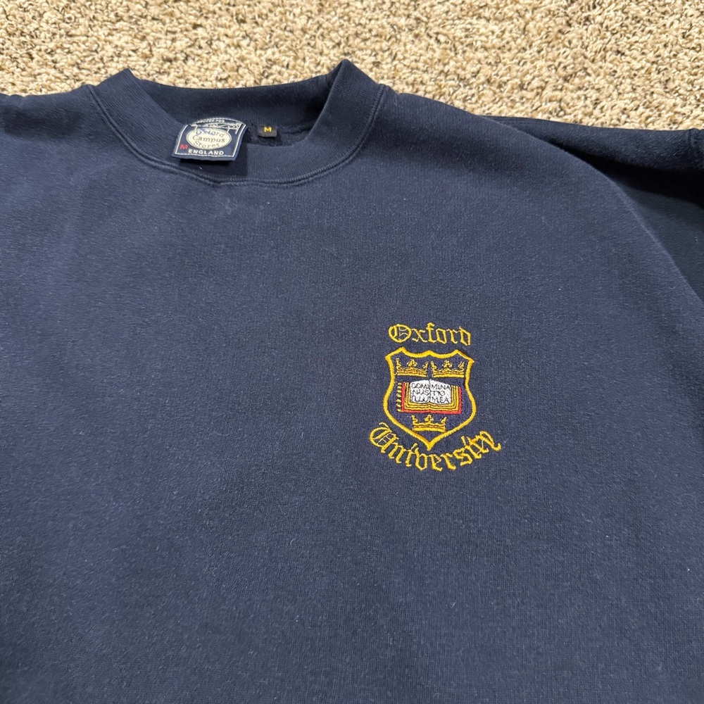 Vintage Oxford University Crewneck Sweatshirt Navy Embroidered Campus Store Sz M - Picture 2 of 7